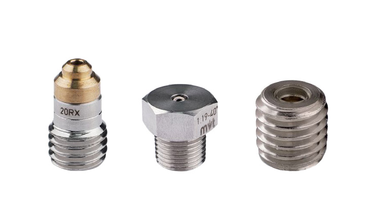 UHP sapphire nozzles; screw-in and insert