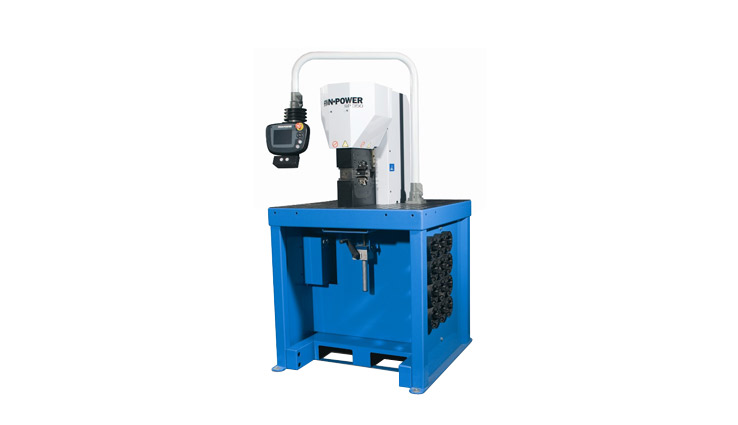 Hose crimping machines, with side feed