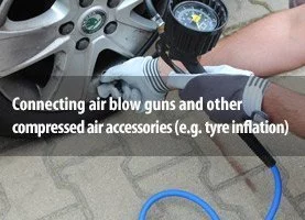 Podłączanie pistoletów i innych akcesoriów do powietrza (m.in. do pompowania kół)
