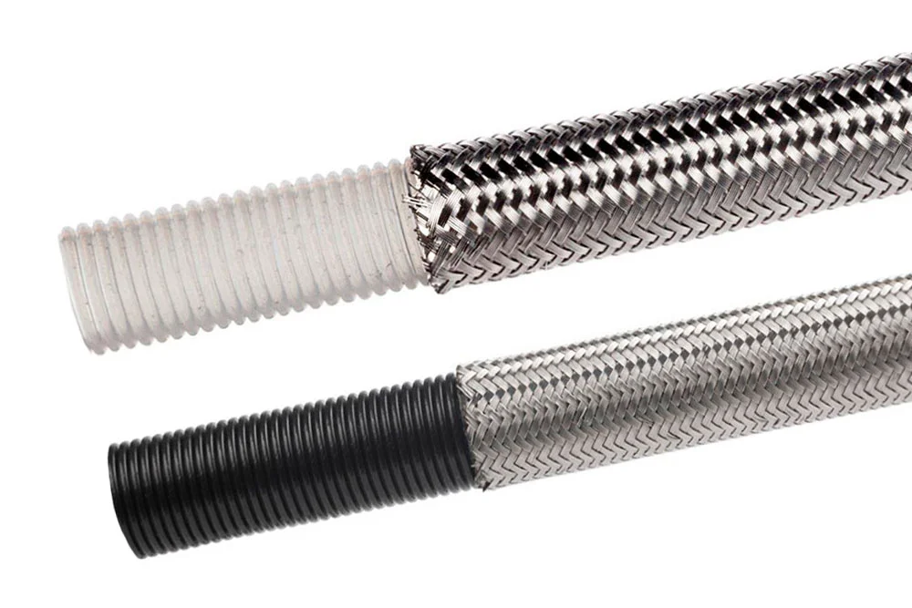 Flexible PTFE Hose, Smooth Bore, Corrugated Exterior, Stainless Steel Braid – HYPERLINE FX