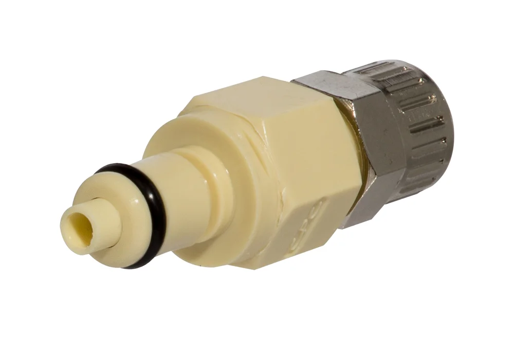 Polypropylene Hose Quick Connect Plug with Nut & Valve, PMC Series DN 3.2
