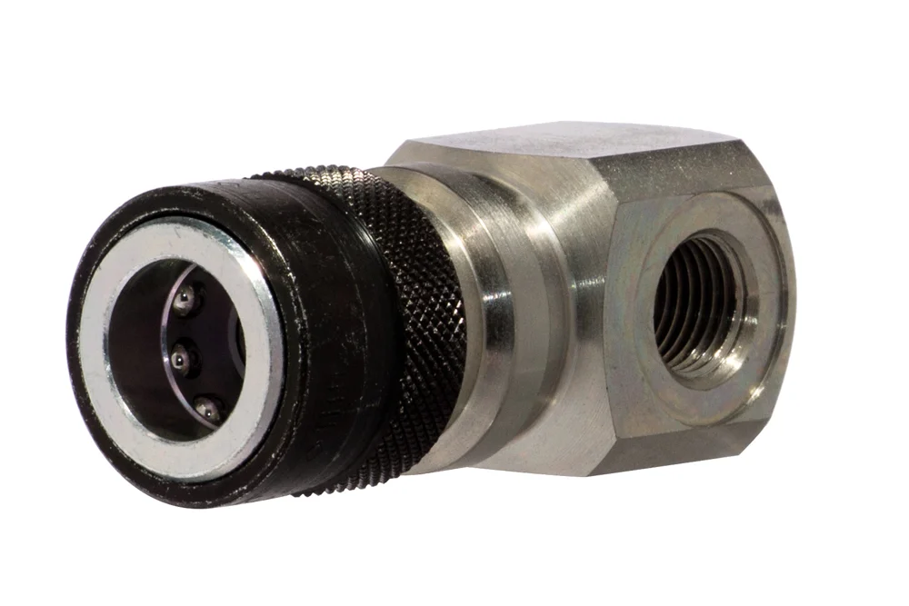 CEJN 116 Quick-Connect Socket, 90° GW with Valve, Hardened Steel