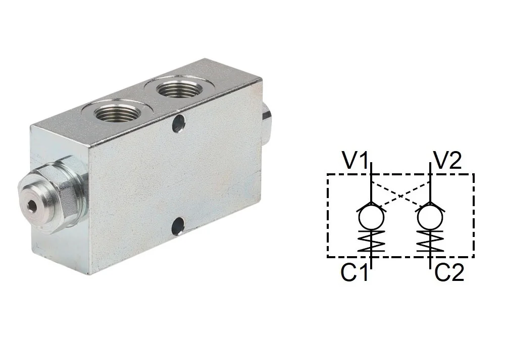 Hydraulic Pilot-Operated Check Valve for Double-Acting Cylinders, BSP, FPDL