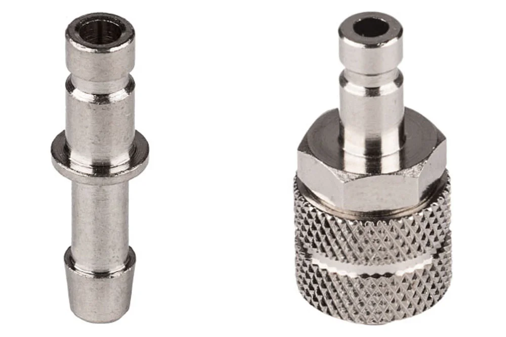 Mini air hose coupling DN2.7, hose tail, nickel-plated brass, 16 bar