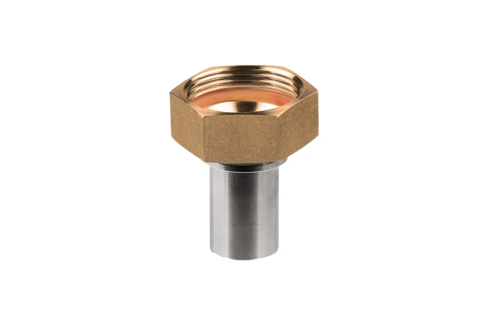 MSL Female Threaded Coupling with Smooth Tail and Lock, AISI 316 Steel, Brass Nut