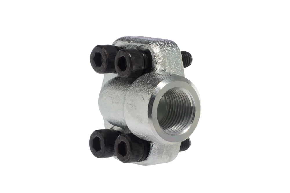 90° SAE 3000 Flanged Connection / BSP Female, Carbon Steel, Type D3