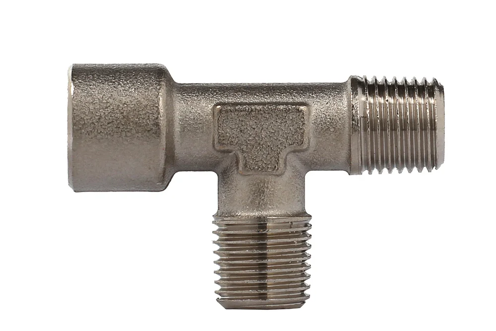 Nickel-Plated Brass L Tee, 2x Male BSPT / Female BSP, Type A18