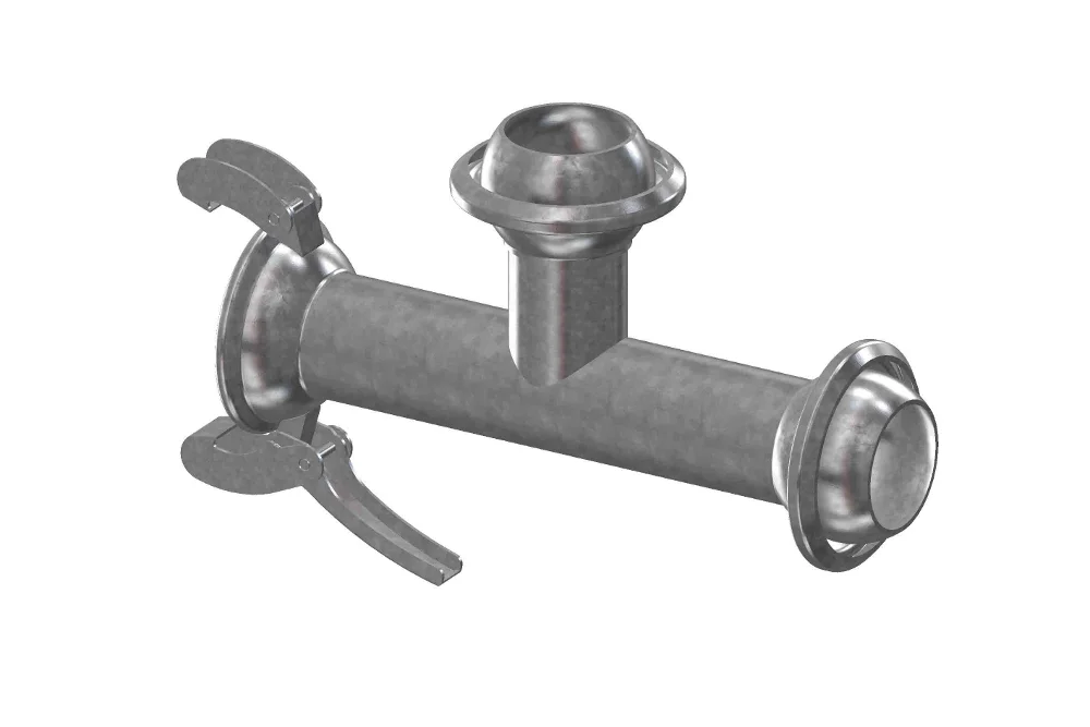 ANFOR T-piece, 1 socket & 2 plugs, galvanized steel, type A.30M