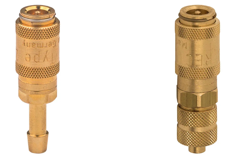 Brass Quick-Connect Socket DN2.7 with Valve & Hose End, Series 20KA