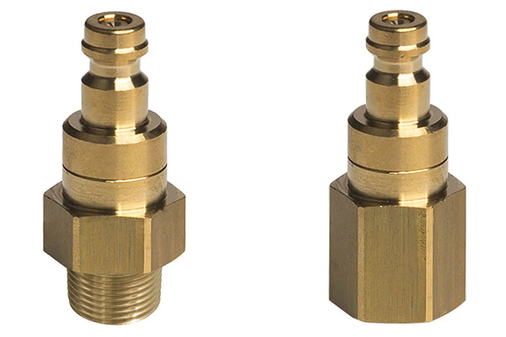 DN5 Quick-Connect Brass Plug with Valve, Threaded, Series 21KB
