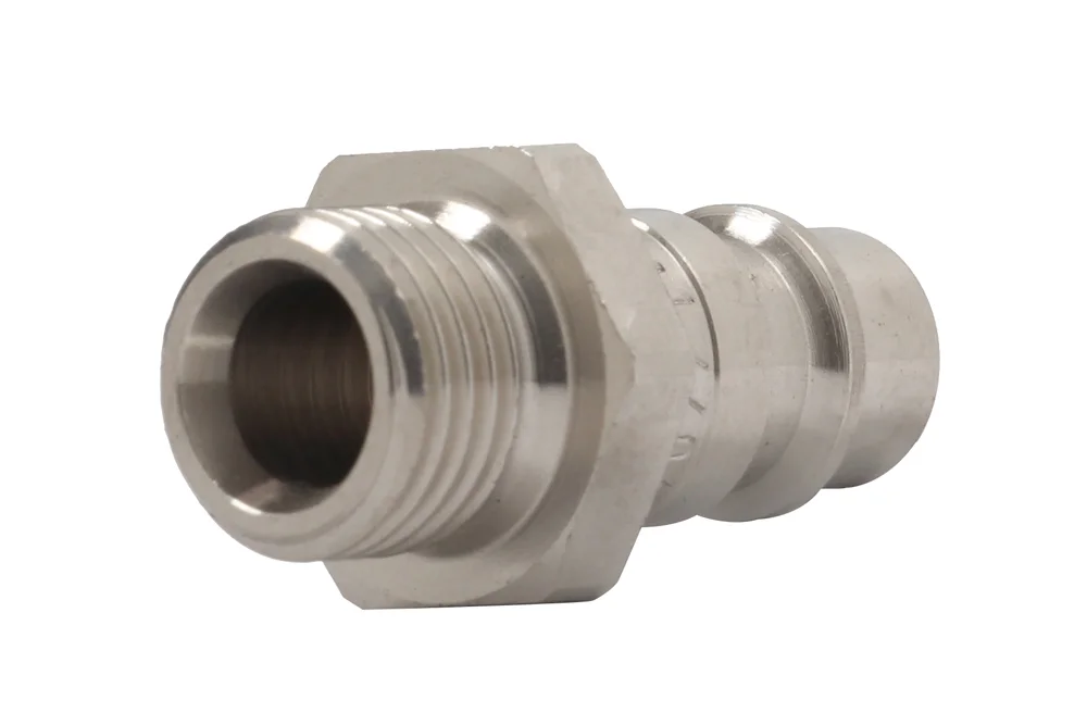 Stainless Steel Free-Flow Quick-Connect Plug, BSP Male, Series 25 DN 7.8