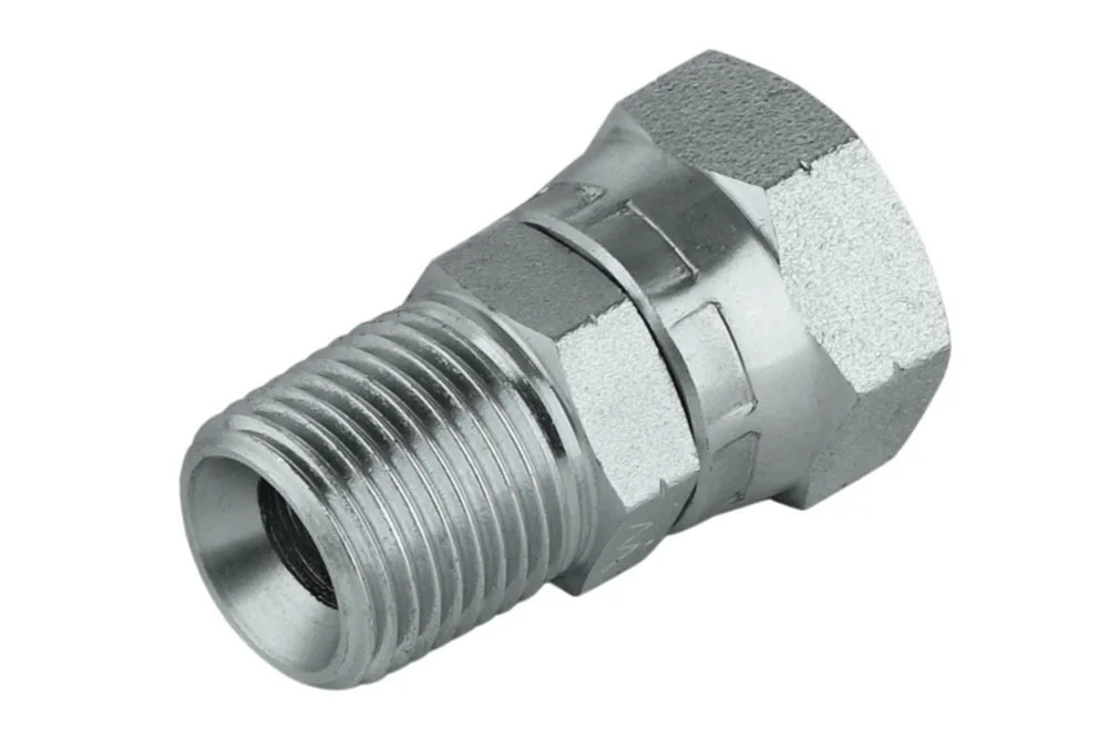 Hydraulic Adapter A104T – BSPT Male to BSP Female Swivel Nut, Carbon Steel Reducer