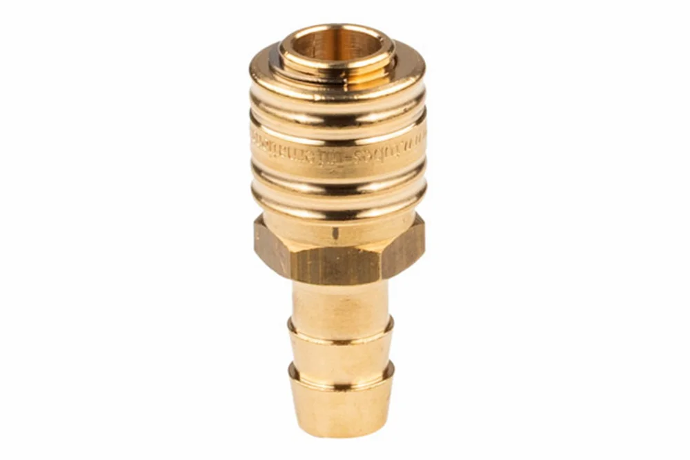 Air Quick-Connect Socket DN7.2 Eurostandard with Valve and Hose Fitting, 16 bar
