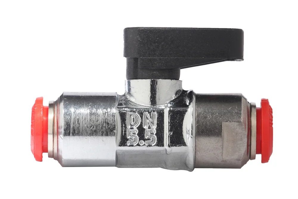 Brass Mini Ball Valve with Plug-In Hose Connector, Type 6560