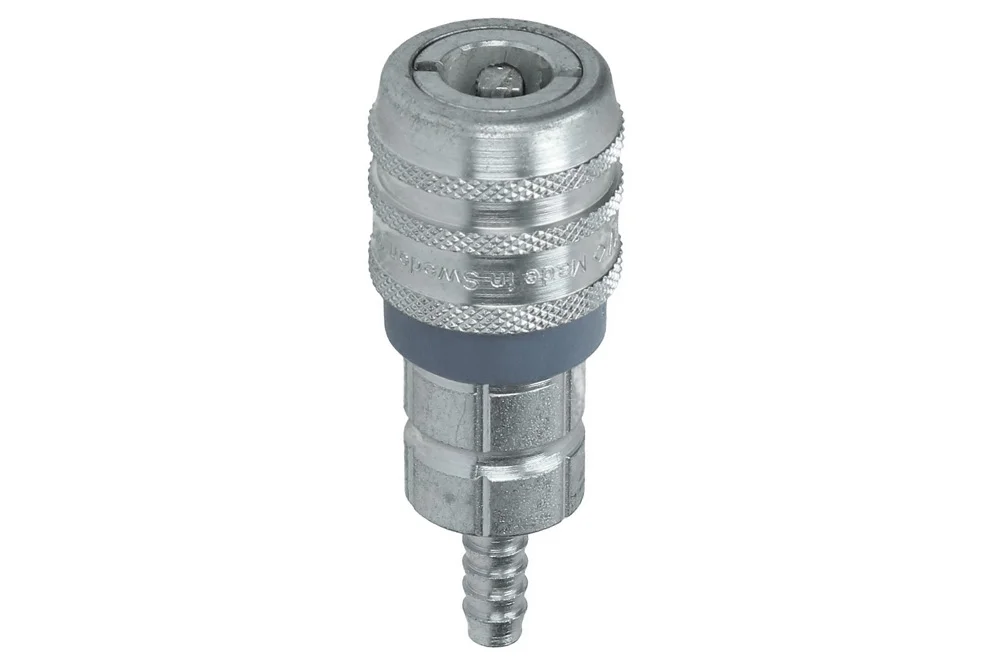 Pneumatic Quick-Connect Socket DN 7.6 with Hose End, Carbon Steel, CEJN 320 VS