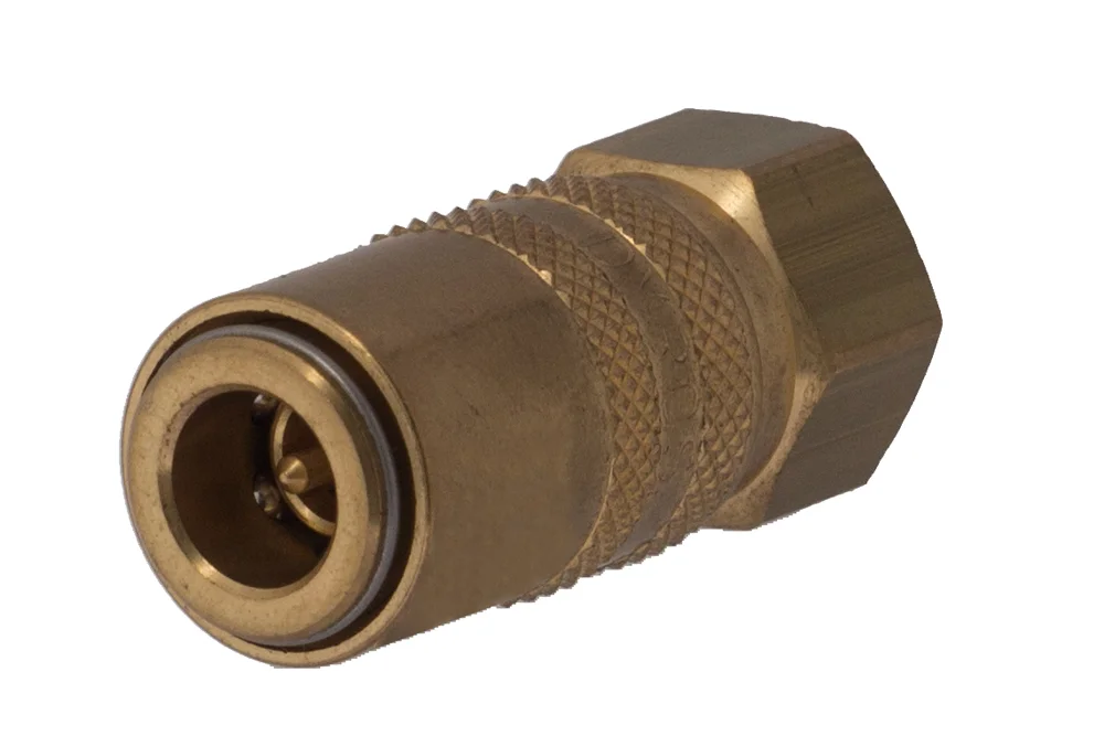 DYROS Series 6 Quick Coupling Socket with Female Thread & Valve for Injection Molds