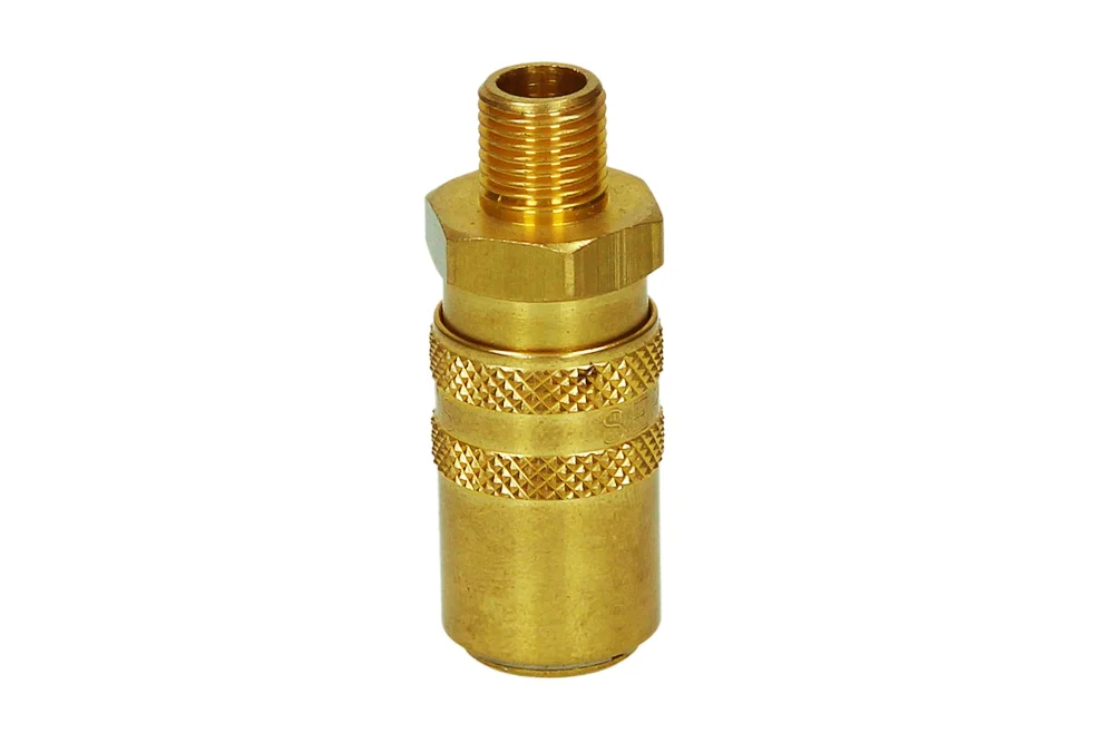 Quick Coupling Socket with Male Thread & Valve for Injection Molds, DYROS Series 6