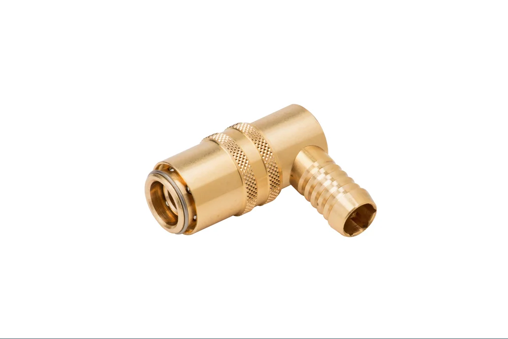 90° Quick Coupling Socket for Injection Molds with Hose End, DYROS 90 Series, No Valve