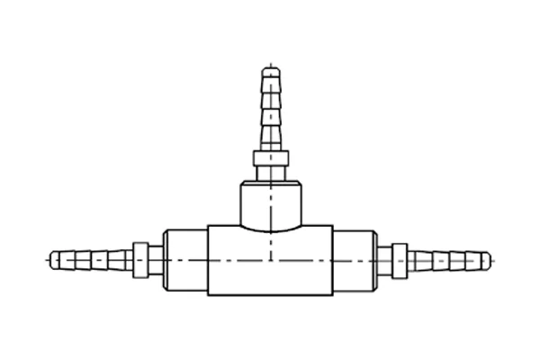 Brass T-Piece with Hose Sleeves, Model FR107